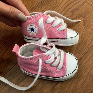 Baby girl converse pink soft bottom high top shoes size 1